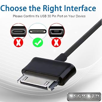 Charger Fit for Samsung Tabelt CE0168/GT-N8013/GT-P3113TS/GT-P5113TS, 30 Pin Charging Sync Data Cable 3.3 Feet