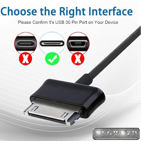Charger Fit for Samsung Tabelt CE0168/GT-N8013/GT-P3113TS/GT-P5113TS, 30 Pin Charging Sync Data Cable 3.3 Feet