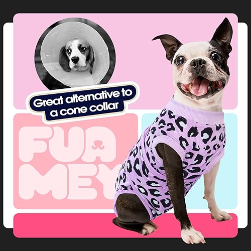 Miniatura 4 de FUAMEY Traje de recuperación para perros, trajes de cuerpo para mascotas después de la cirugía, traje de esterilización estampado Lepard para