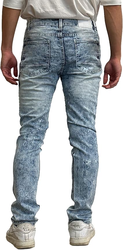Southpole Men's Stretch Biker Denim Skinny Jeans, Light Sand Blue