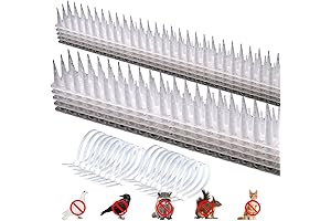 12-Pack White Bird Spikes Pigeon Deterrent Defenders with 20 Cable Ties