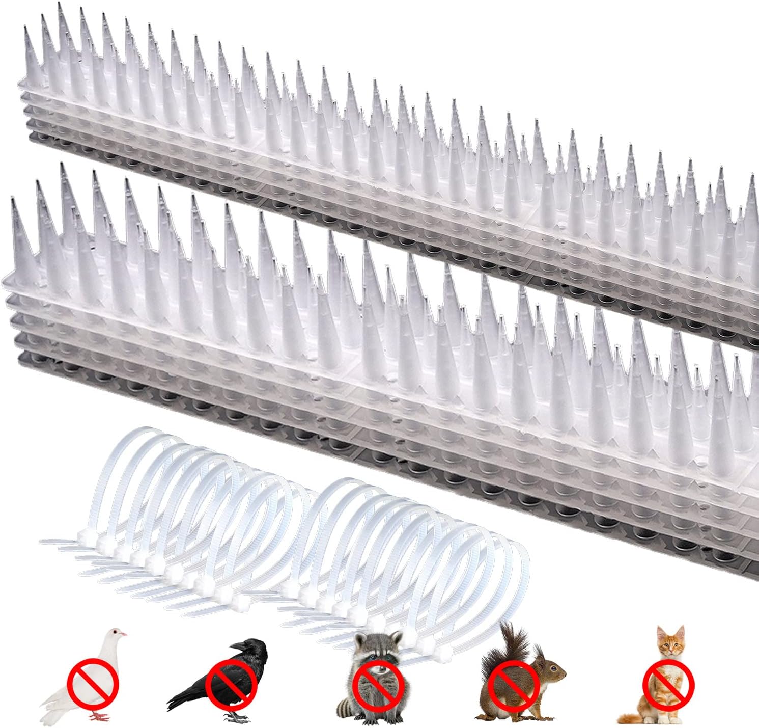 12Pack Pigeons Bird Spikes for Outside with 20 Cable Ties