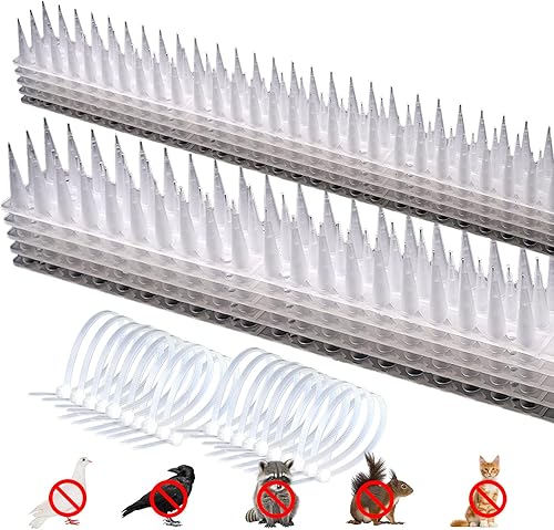 Paquete de 12 palomas para pájaros para exteriores con 20 bridas para cables, picos disuasorios de pájaros para palomas y otras aves pequeñas, picos