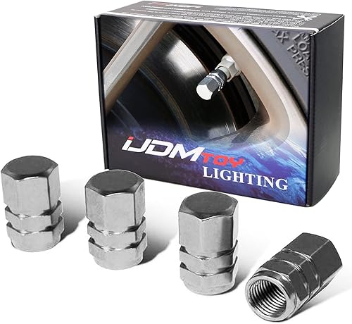 Miniatura 6 de Tapas para válvulas de neumático de aluminio estilo carrera tuner de iJDMTOY (4), Negro