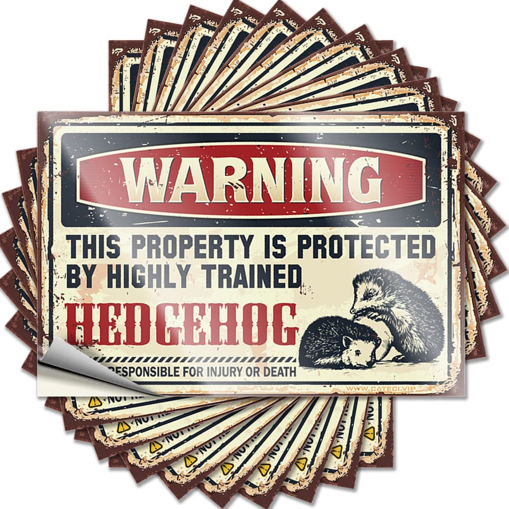 Mechanic Stickers Warning This Property is Protected By A Highly Trained Hedgehog Funny Sticker 10 Pcs Car Stickers and Decals Car Warning Sticker(12X18CM)