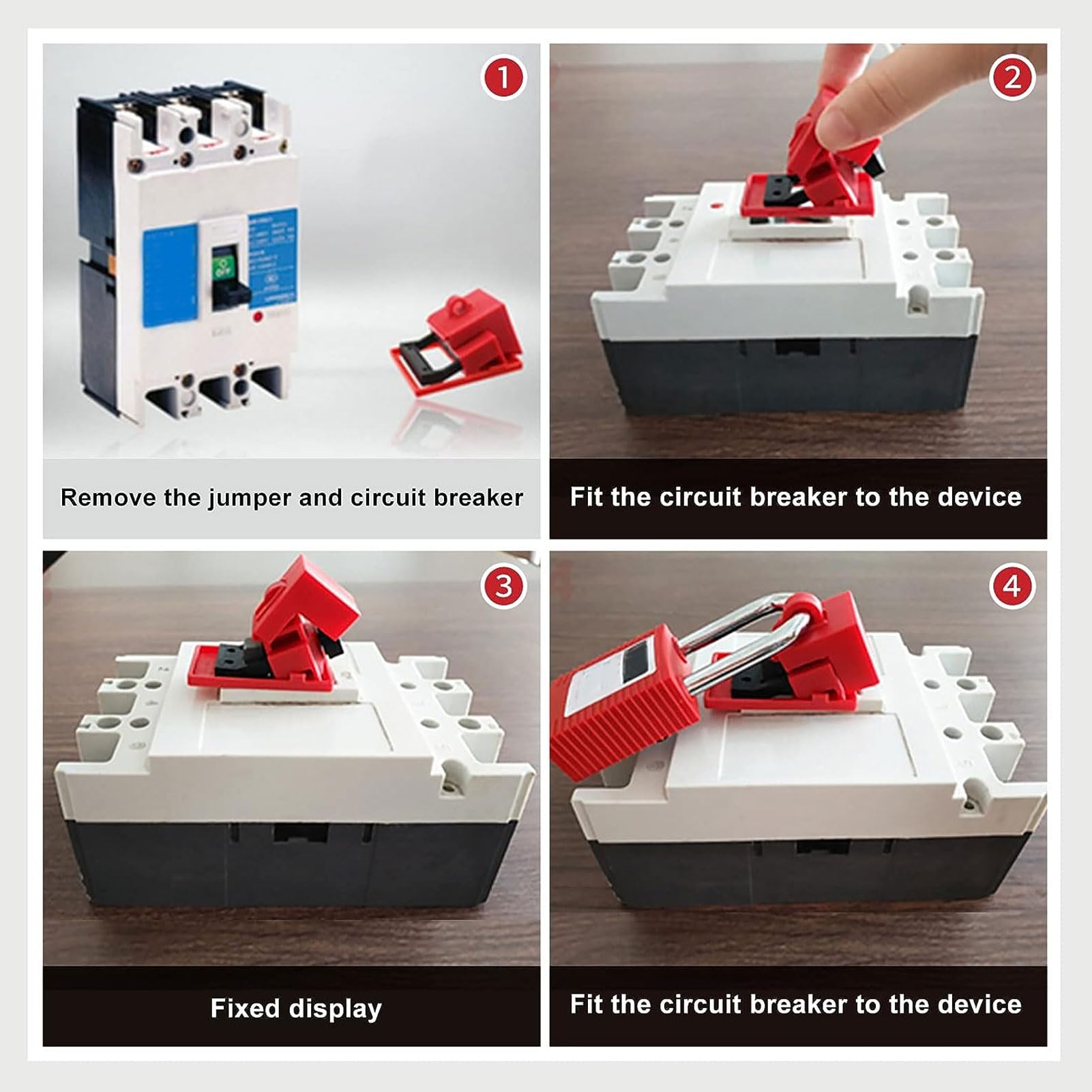 4PCS Circuit Breaker Lockout Device, 480/600V Clamp on Single Pole Breaker Lock Out Device, Universal Breaker Lock Out Tag Out Device Easy to Install