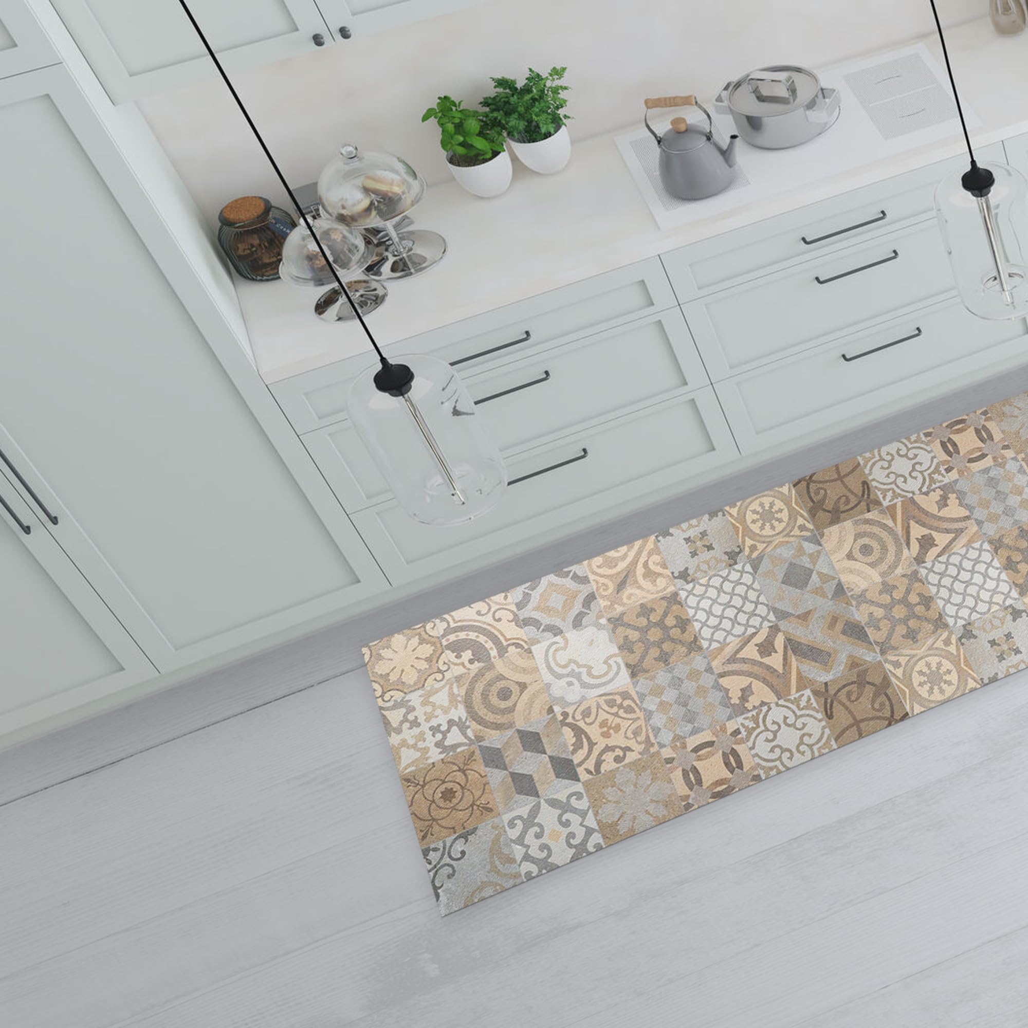 CREARREDA Alfombra de vinilo antideslizante y lavable para cocina, 100% Made in Italy, 120x50cm