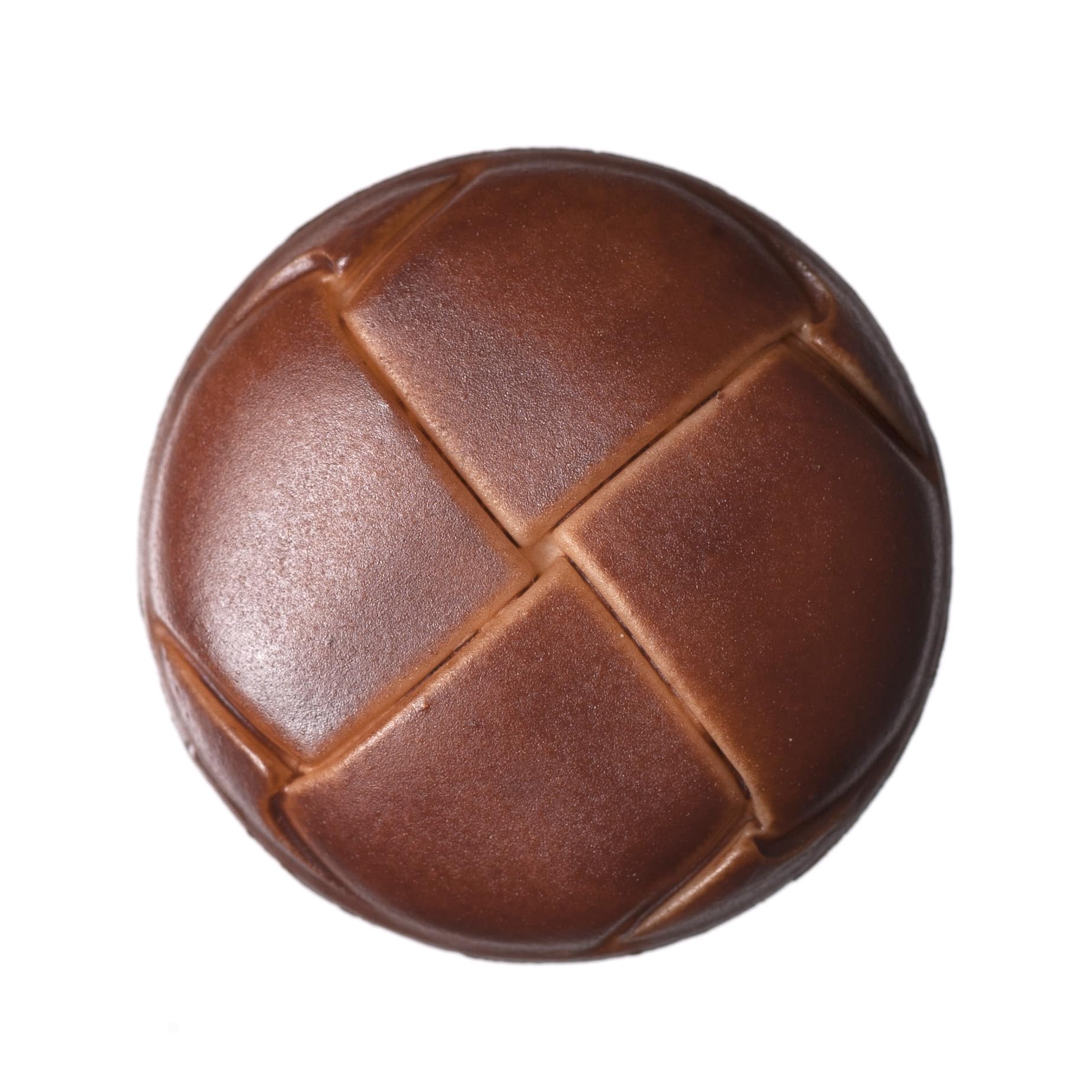 Tan 23mm Round Football Shank Leather Effect Buttons, Pack of 4