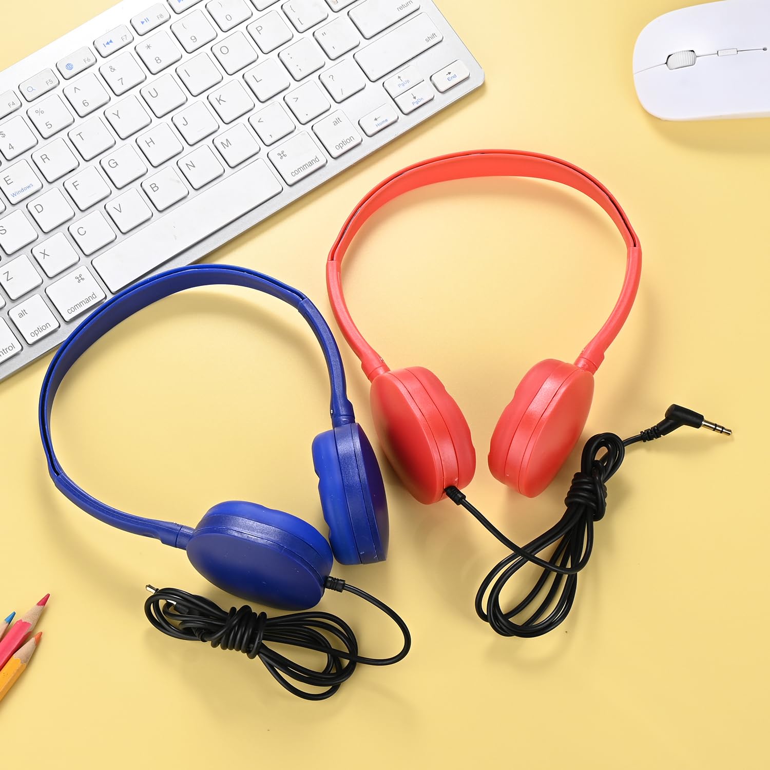 Cuffie per bambini, confezione da 100 cuffie per aule scolastiche, studenti, adolescenti, bambini, regalo e adulti, cuffie cablate regolabili per aule (multicolore)