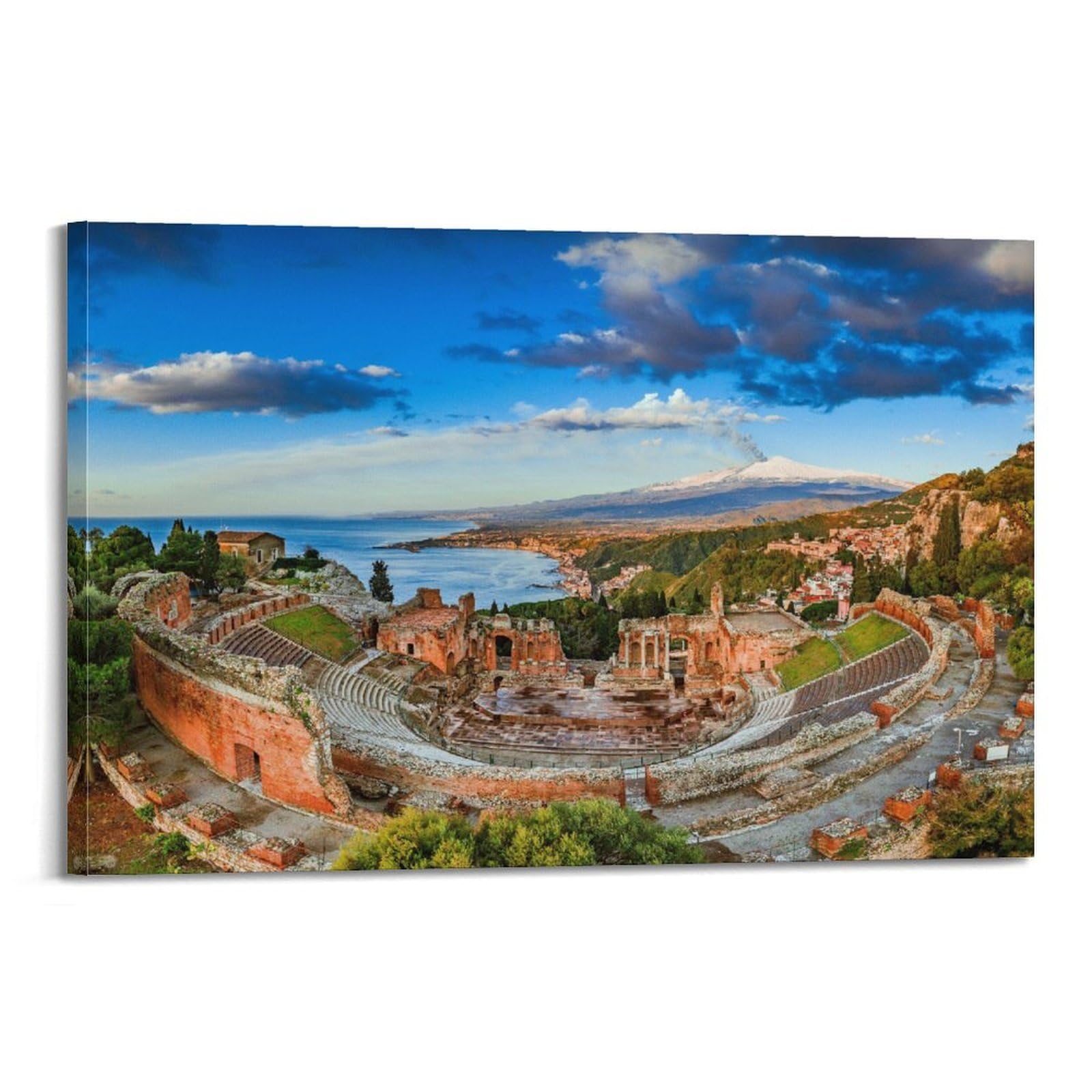 MJZLQN Mural Nature Poster Ancient Theater Taormina Sicily Bing Poster Decorative Painting Canvas Wall Posters And Art Picture Print Modern Family Bedroom Decor Posters 08x12inch(20x30cm)