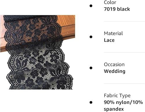 Miniatura 6 de Lace Realm - Tela elástica de encaje floral de 7 pulgadas de ancho para ropa y suministros de manualidades, 5 yardas (7019 negro)
