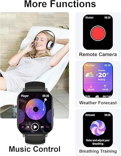 Vista 6 de Smart Watch(Answer/Make Calls), 2.01”Smart Watches for Women Men 120+ Sports Modes Fitness Tracker with Blood Pressure/Heart Rate/Sleep Monitor