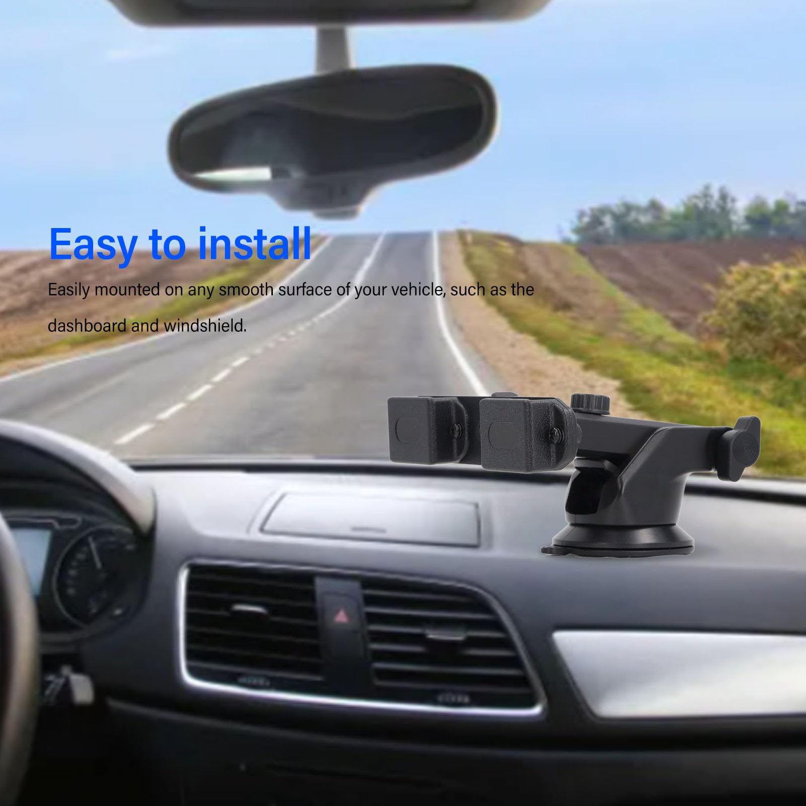 Staffa Adattatore Radio Bidirezionale, Supporto per Walkie-talkie da Cruscotto, Supporto per Microfono Radio Bidirezionale Ventosa Supporto per Parabrezza Auto Staffa Radio per