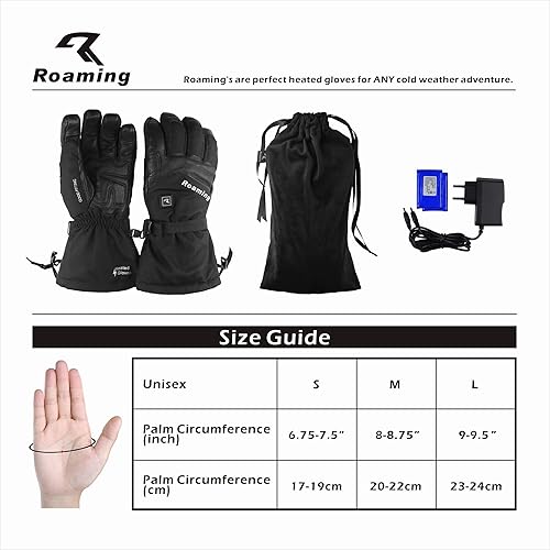 Miniatura 6 de Roaming Guantes calefactados recargables para hombres y mujeres, guantes de esquí con calefacción eléctrica para motocicleta, snowboard, patinaje y