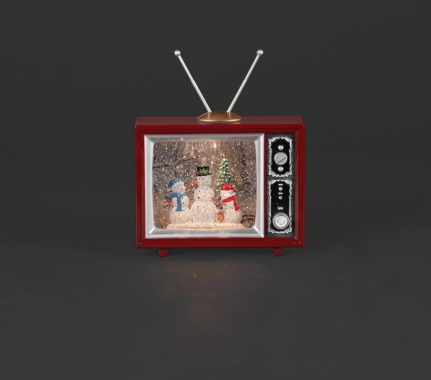 Roman 6" H Lighted Swirl Retro TV with Snowmen Scene, Confetti Lite, USB or Battery Powered, Christmas Decoration, Holiday Tabletop Accent or Gift