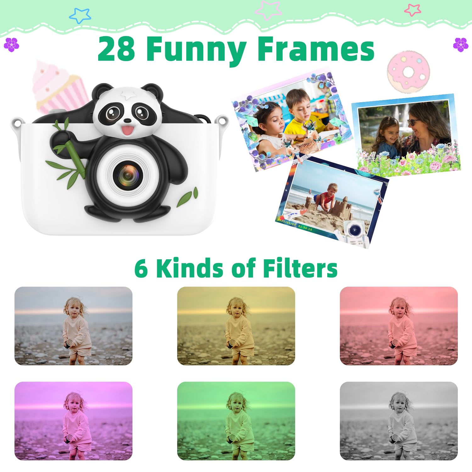 Fotocamere per bambini 2.0 Pollici Fotocamera Digitale 1080P HD Mini Macchina Fotografica Bambino con Carta 64GB Regalo Compleanno di 3-10 Anni Bambino per Ragazza Ragazzo
