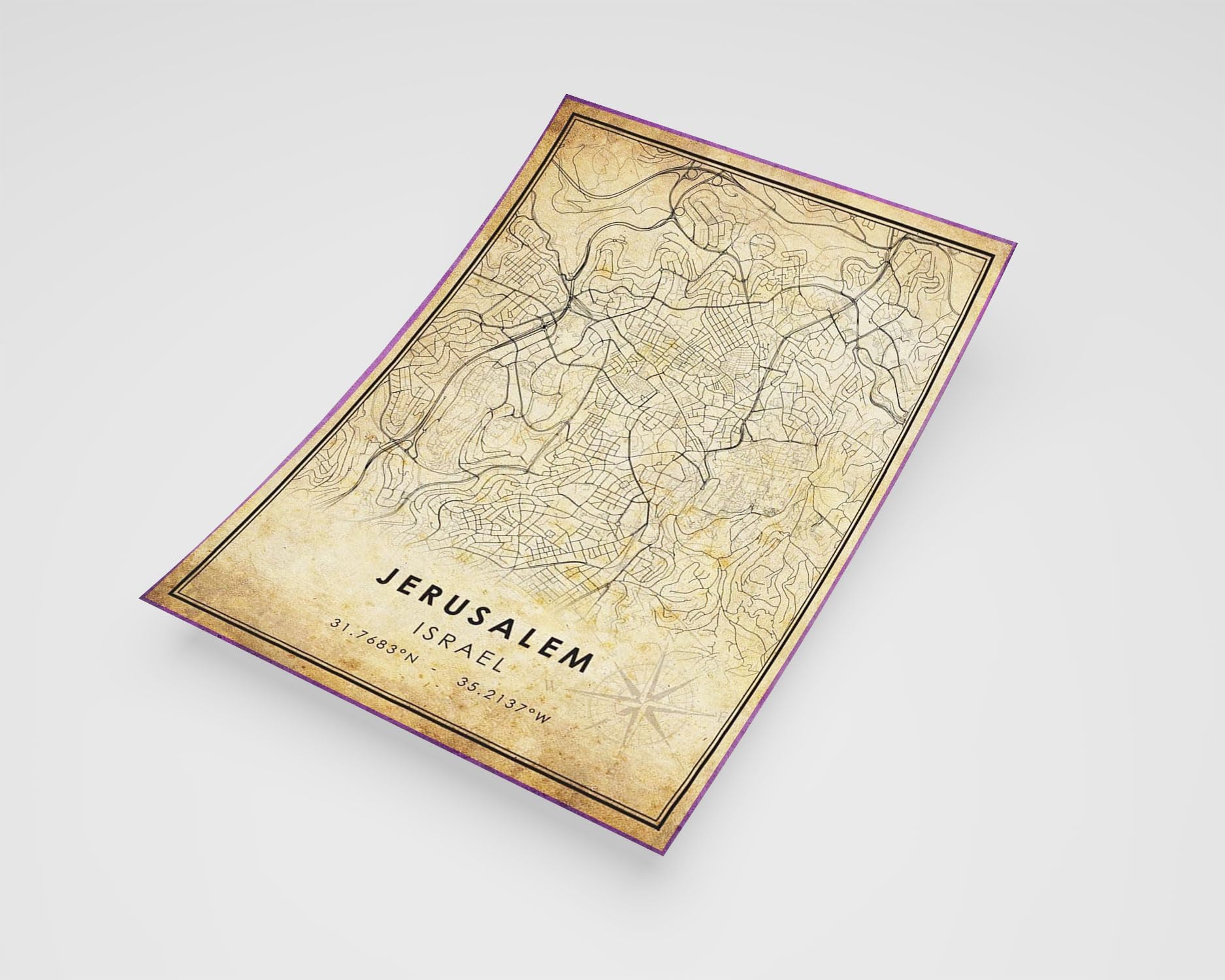 MG Global Rustic Poster of Jerusalem Israel | 11x17 12x18 16x24 24x36 Vintage Unframed Print | Antique Hometown City Wall Art for Gift | Home Office Decor