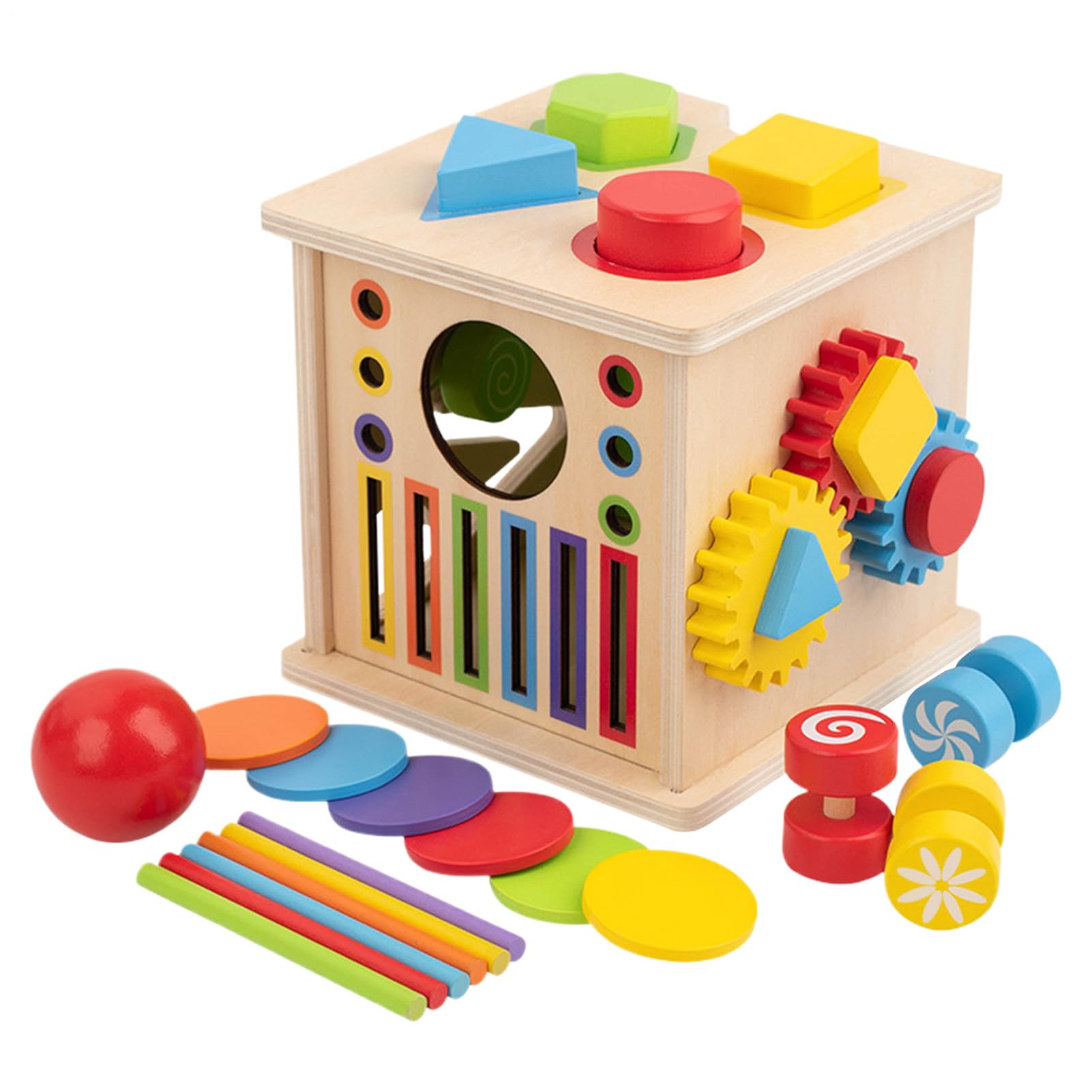 Cubo Di Attività Per Bambini 8 in 1 Giocattolo Educativo in Legno | Centro Di per Casa Compleanno Ragazze Ragazzi Bambini 1-6 Anni Festa Sala Giochi Aula