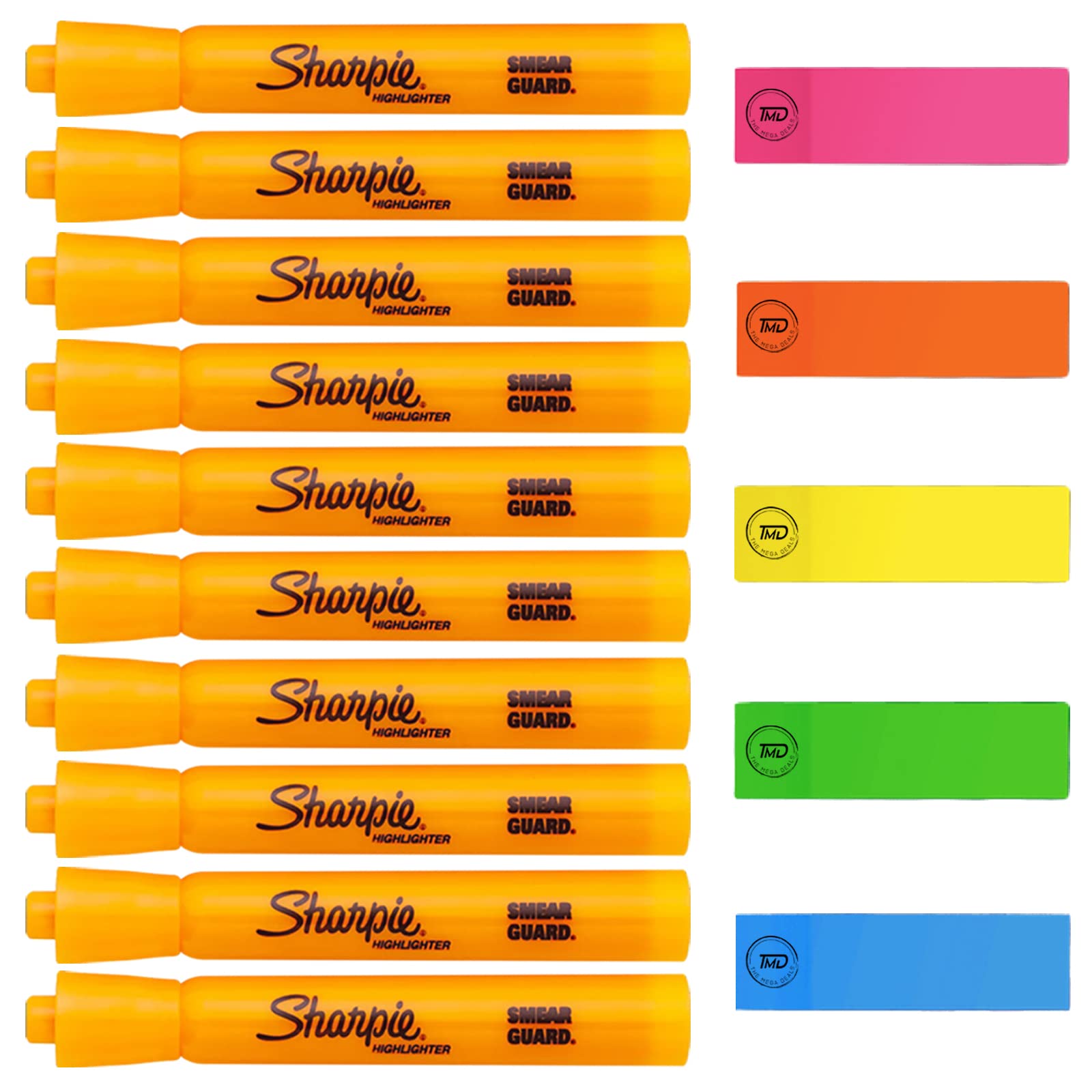 The Mega DealsOrange Highlighters, Pack of 10, Wide Chisel Tip Markers, Bulk Pack of Colored Highlighter Markers, Office Supplies for Exams, School, Office, Home