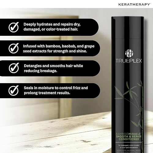 Miniatura 3 de KERATHERAPY Bamboo Miracle Smooth & Repair Conditioner - Vegan Formula Damaged, Frizzy, & Dry Hair - Hydrating & Smoothing with Grape Seed, Baobab,