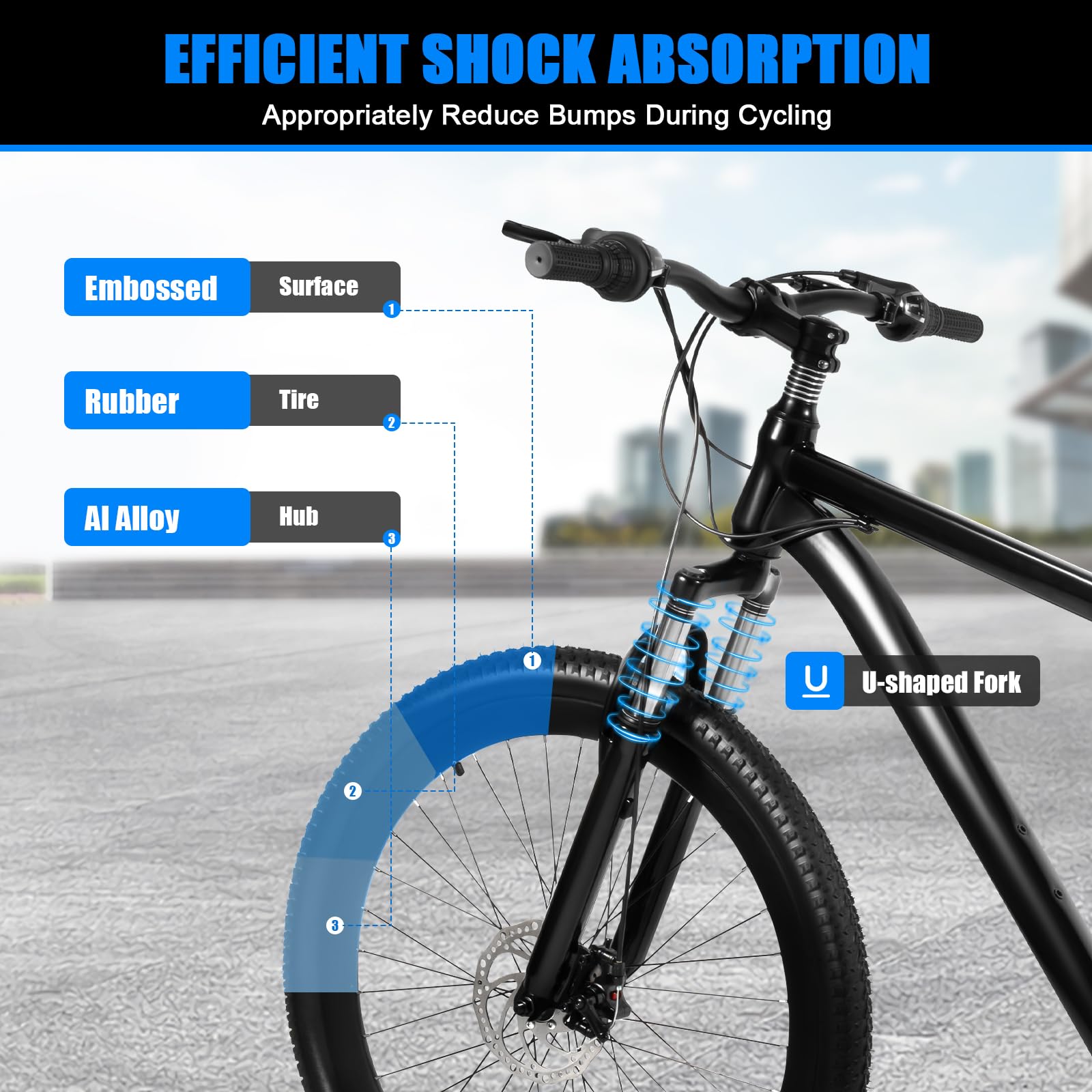 Bicicleta de montaña de 26 pulgadas, bicicletas de 21 velocidades, acero al alto carbono, para adultos, para uso diario, viajes al aire libre, hasta 150 kg, color negro