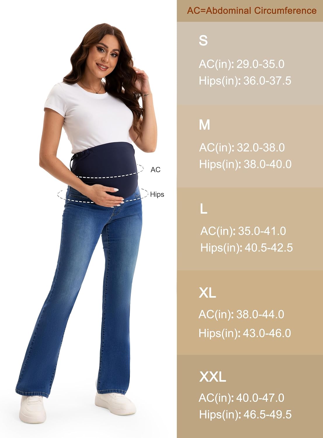 SEVEGO Women's 29"/31"/33" Maternity Bootcut Jeans Over The Belly Pregnancy Flare Stretch Denim Pants with Pockets Comfy - Image 7