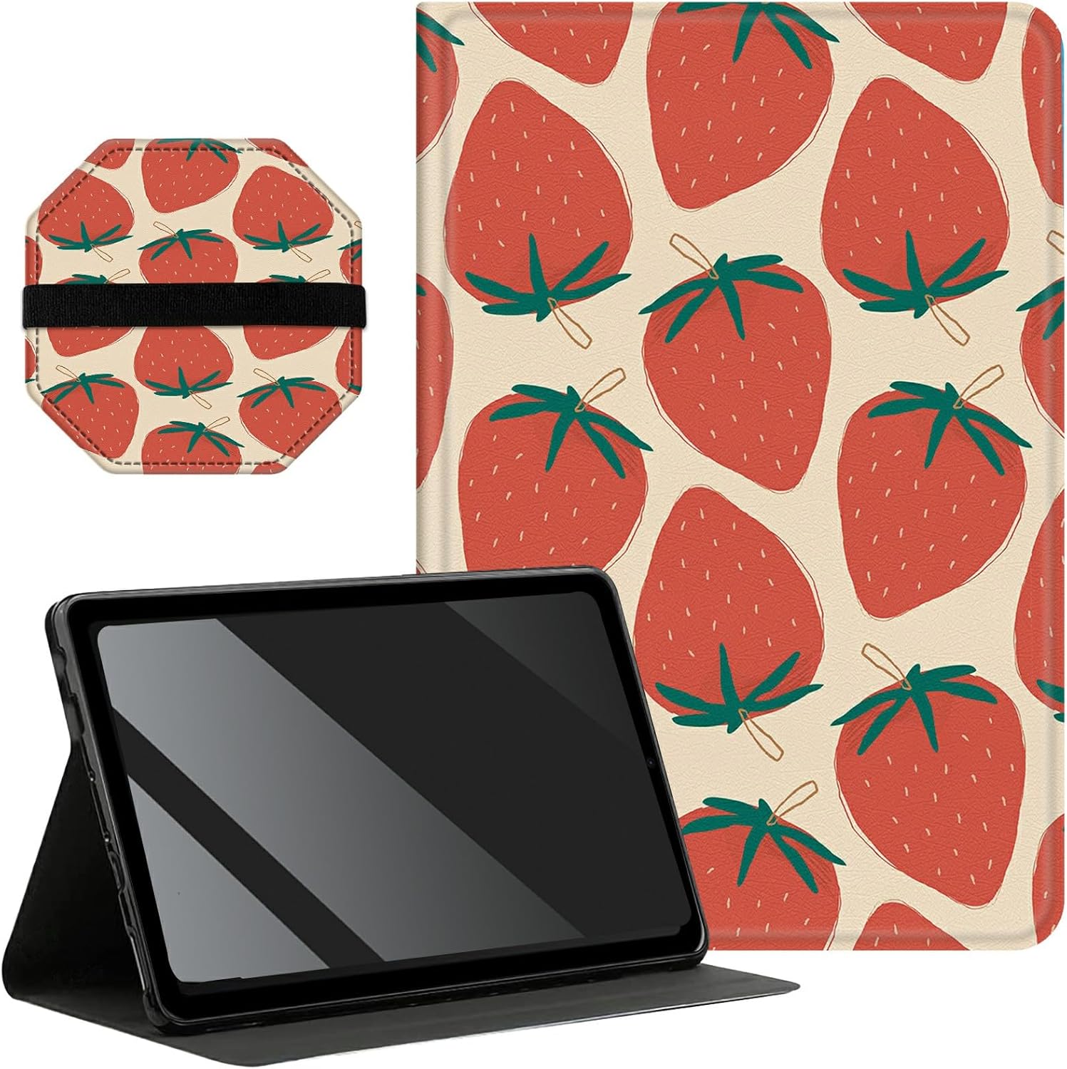 for All-New Kindle Fire HD 10 & 10 Plus Tablet (13th/11th Gen, 2023/2021 Release) 10.1", Slim Multi-Angle Stand Cover with Auto Wake/Sleep Plus 1 Screen Clean Pad, Strawberry