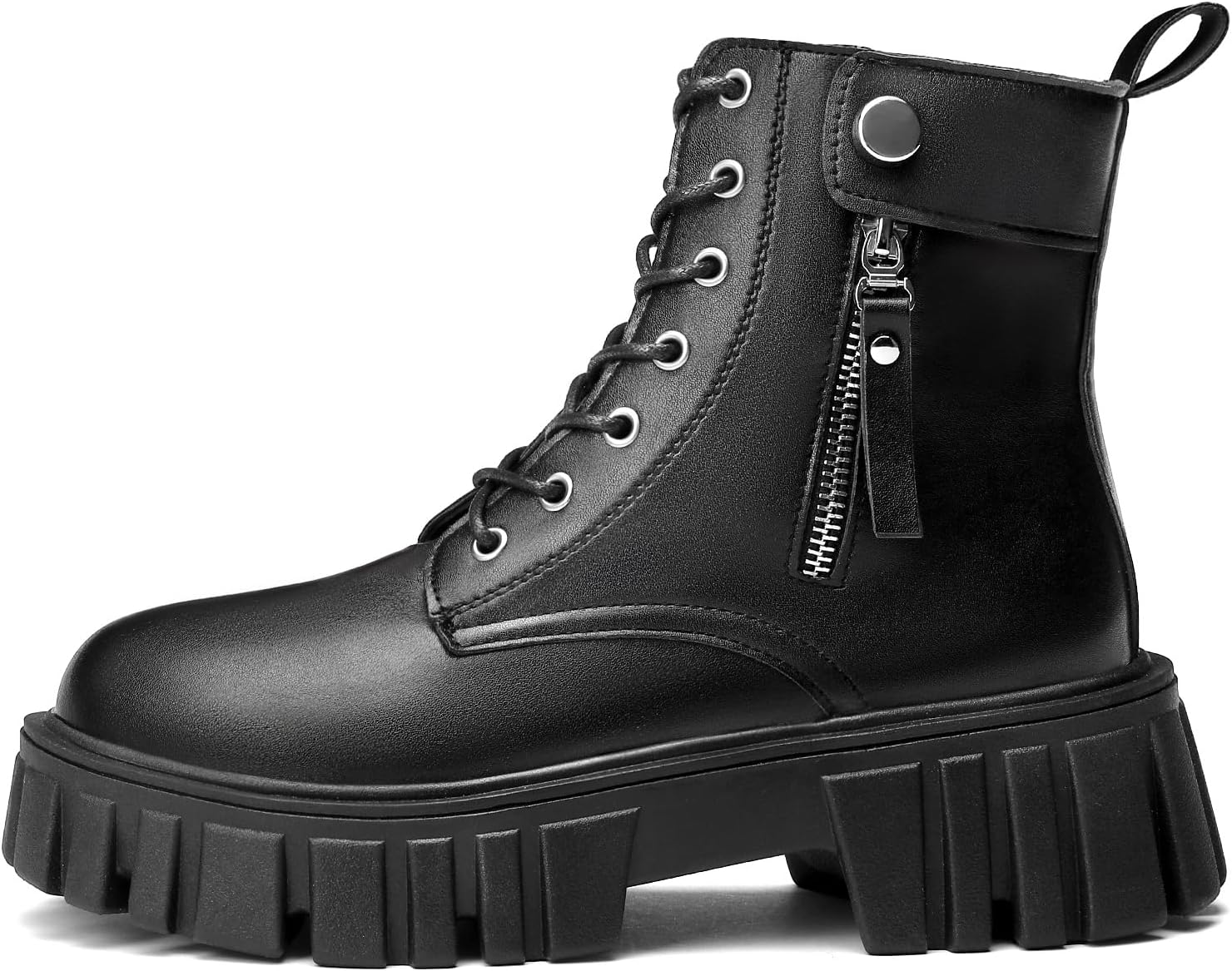 SANNAX Womens Boots Ankle Boots Ladies Classic Lace-up Chunky Boots Side Zipper Flatform Casual Boot Shoes 3 71Sd6 LJoNL. AC SL1500