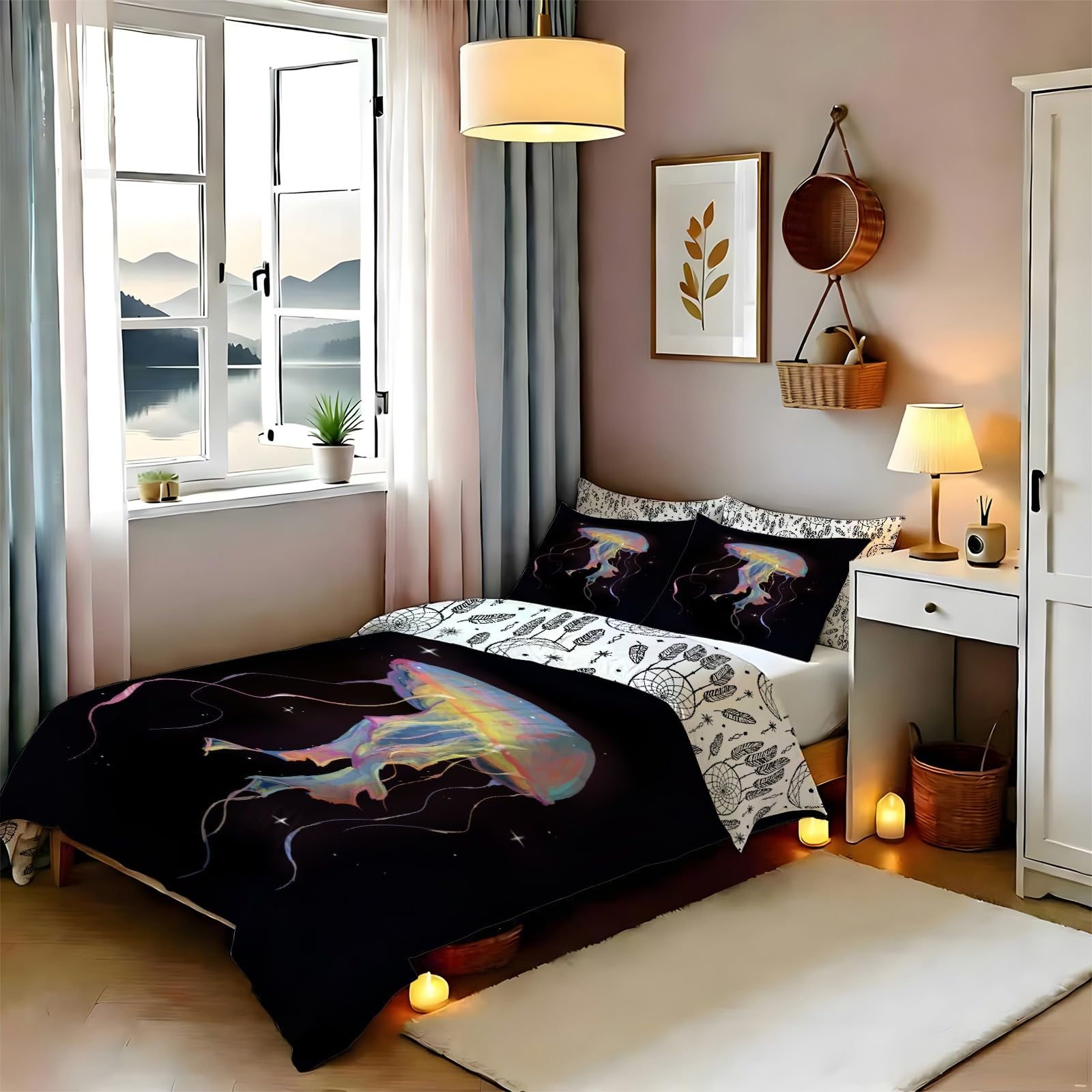 Housse de couette confort noir 200x200 avec fermeture éclair MéDuse Bedding