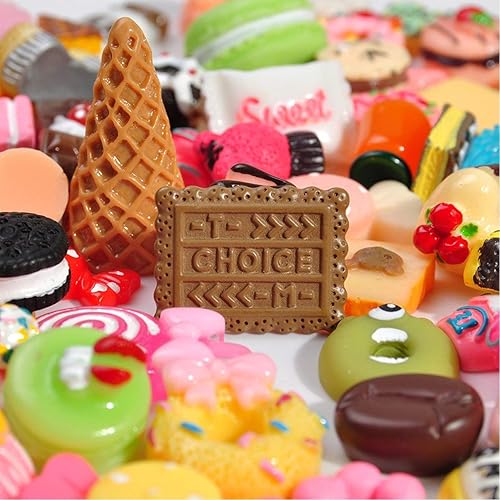 Miniatura 4 de Paquete de 100 unidades de colores mixtos surtidos lindos aperitivos de comida pastel dulces dulces flores Scrapbooking resina plana cabujones