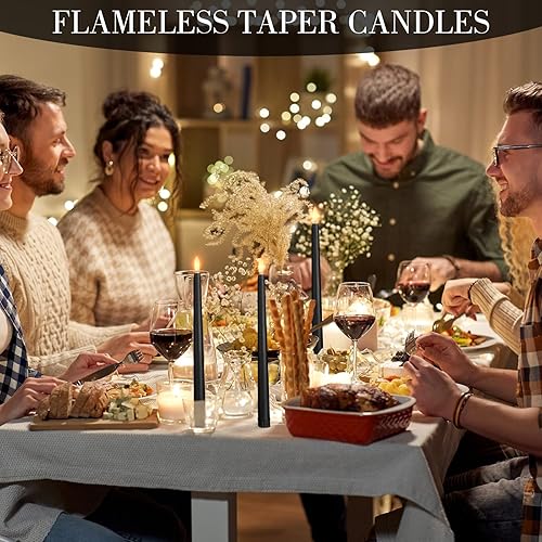 Miniatura 5 de Qunclay Paquete de 84 velas cónicas sin llama a granel de 11 pulgadas, a pilas, con luz cálida y parpadeante, velas eléctricas realistas para