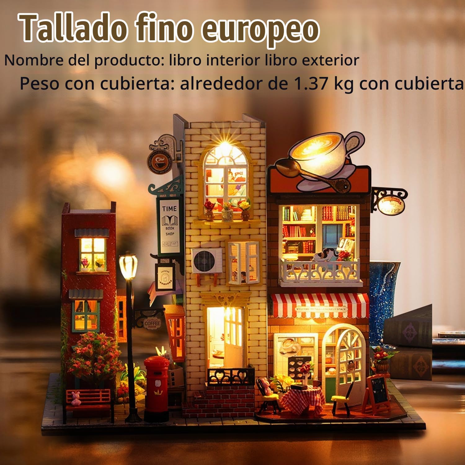 CRIOLPO Casa de Muñecas en Miniatura, Kit de Casa de Muñecas de Madera Kits de Modelos de Decoración, Kit de Book Nook DIY 3D para Adultos Niños Cumpleaños Regalos(Fuera del Libro)