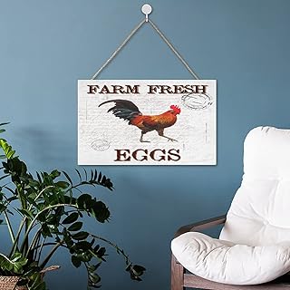 Poultry Chicken Hen Wood Plaque 10x16 Inch, Farm Fresh Eggs Farmhouse Style Wall Hanging Sign Living Room Farmhouse Front Door Entryway Farmhouse Wedding Gifts