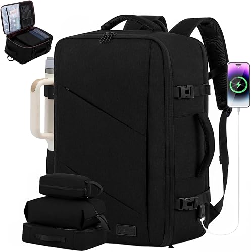 LOVEVOOK Travel Carry On Backpack 40L With 3 Packing Cubes
