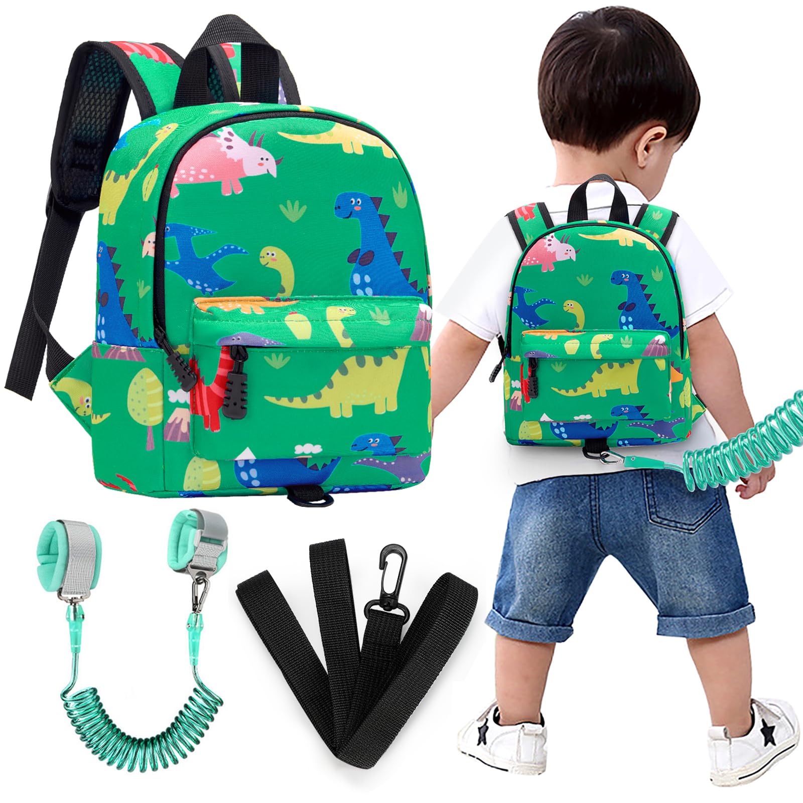 Accmor Toddler Backpack Leash with Anti Lost Wrist Link, Cute Mini Child Walking Harnesses Keep Kids Close Back Pack Rope Tether Rein for Baby Boys (