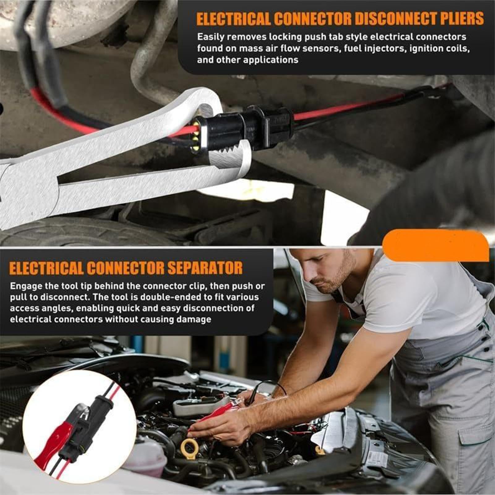Electrical Disconnect Pliers, Electric Plug Removal Kit, Terminal Connector Separator, Automotive Disconnect Tools, Ideal for RV, Car, Minivan, Pickup, Truck Maintenance, 9.06x2.36x0.79in