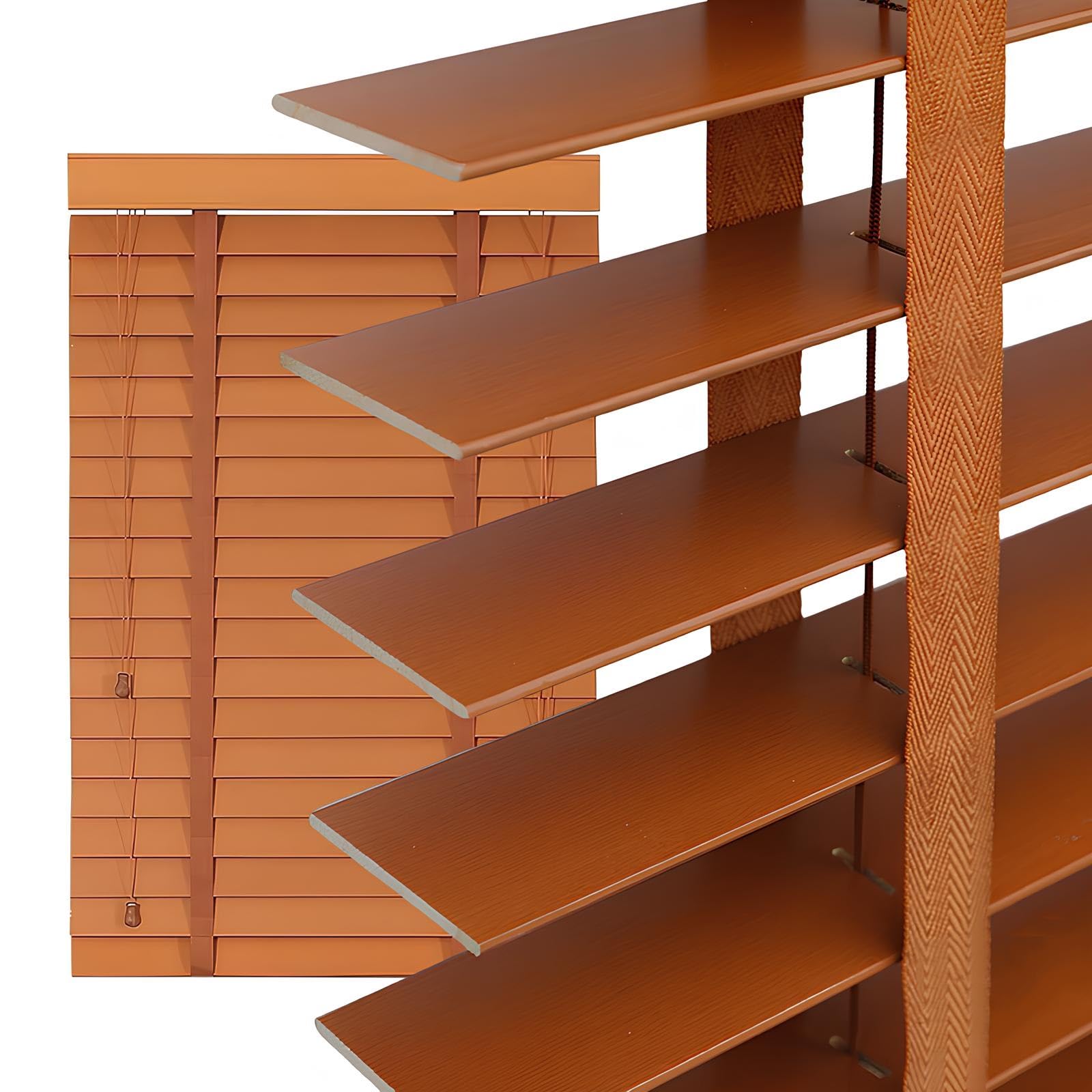 Tenda Veneziana In Legno Da Interno Ed Esterno, 50 Mm Lamelle Tenda Orizzontali, Persiane Veneziane Per Finestre Privacy Oscurante Per Ufficio Casa(Walnut)