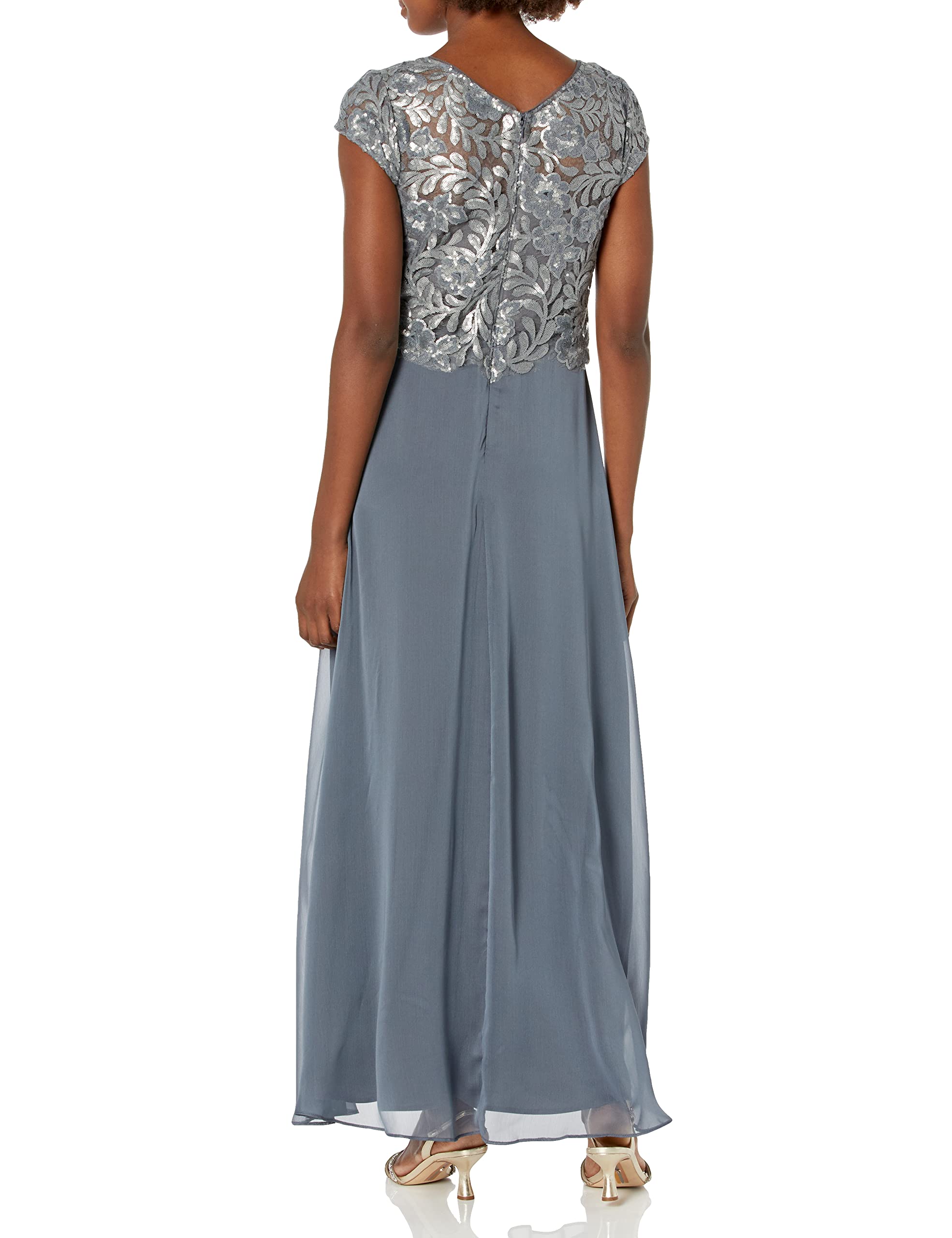 Alex Evenings Womens Cap Sleeve Long Mock Dress