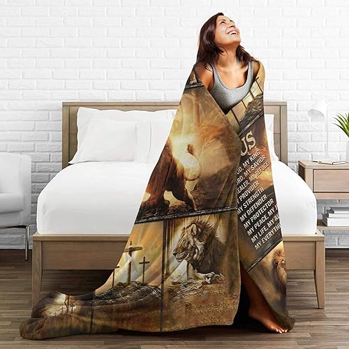 Miniatura 5 de Manta de león de forro polar, suave, acogedora, cálida, para hombres y mujeres, sofá, cama, 50 x 40 pulgadas