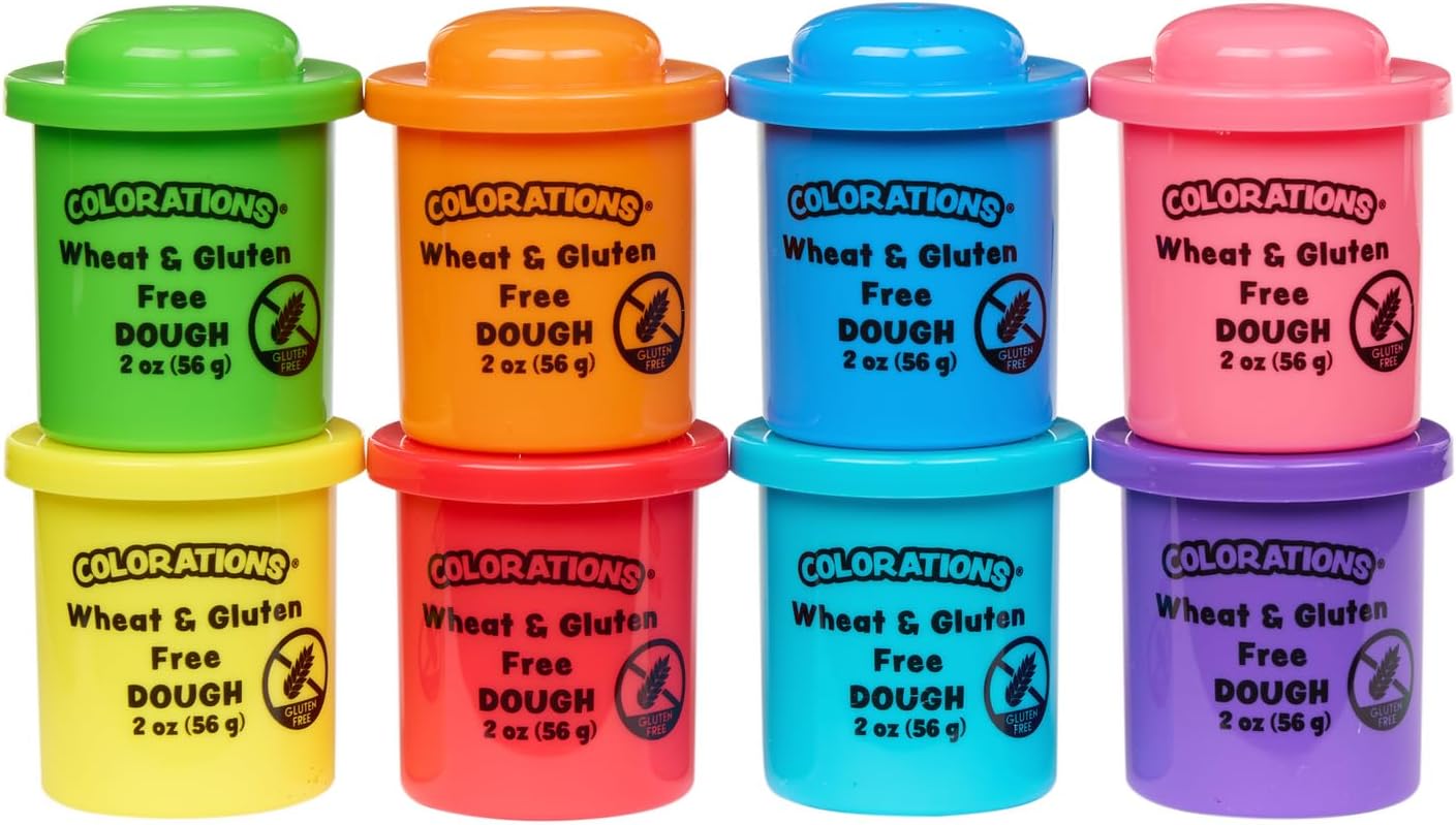 Colorations Wheat & Gluten Free Classic Dough - 8 Colors (2oz Each) | Non-Toxic, Play Dough, Bulk Set, Sensory Kit, Party Favors, Classroom Pack