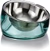 Felli Pet Oblik Raised Dog Food Bowl Stainless Steel Slanted Oval Dish Dishwasher Safe, No Spill for Small Medium Frenchie Bulldog, Elevated Acrylic Stand Tilted Metal Feeder 1.5Cups, Classic