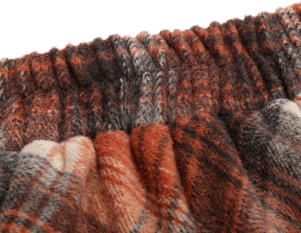 Long Plaid Wool Skirt for Womens Winter Fall Warm High Elastic Waist A line Flared Pleated Wool Tartan Skirts - Image 5