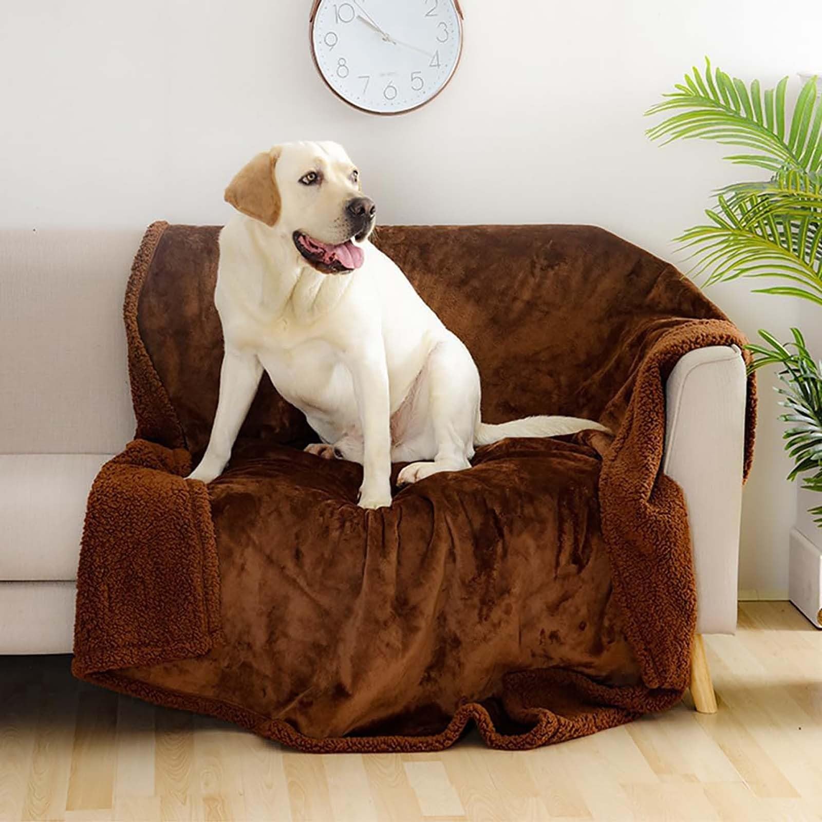 Couverture polaire sherpa imperméable réversible pour chien, lavable et douce, confortable et chaude pour lit ou canapé, idéale pour animaux de compagnie, 100 x 145 cm