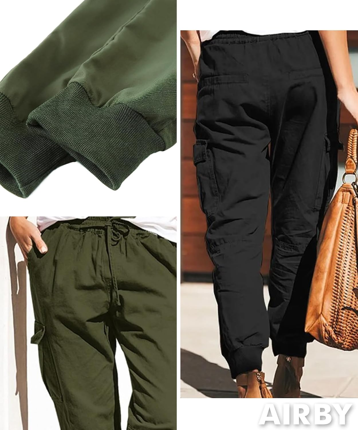 [エアバイ] カーゴ ジョガー パンツ ボトムス ズボン 七分丈 レディース 春 夏 ポケット ゆったり 動きやすい ルーズ カジュアル ストレッチ スポーツ