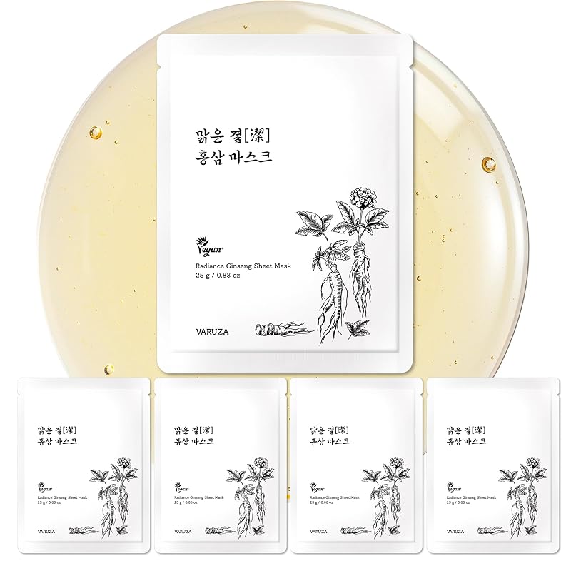 Máscara facial de tecido com ginseng da varuza
