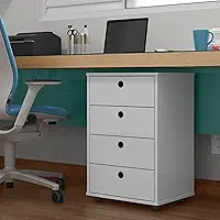 Gaveteiro de Mesa de Cabeceira Classic Gaveteiro Organizador Escritório Home Office Quarto Decoração Com 4 Gavetas (BRANCO)