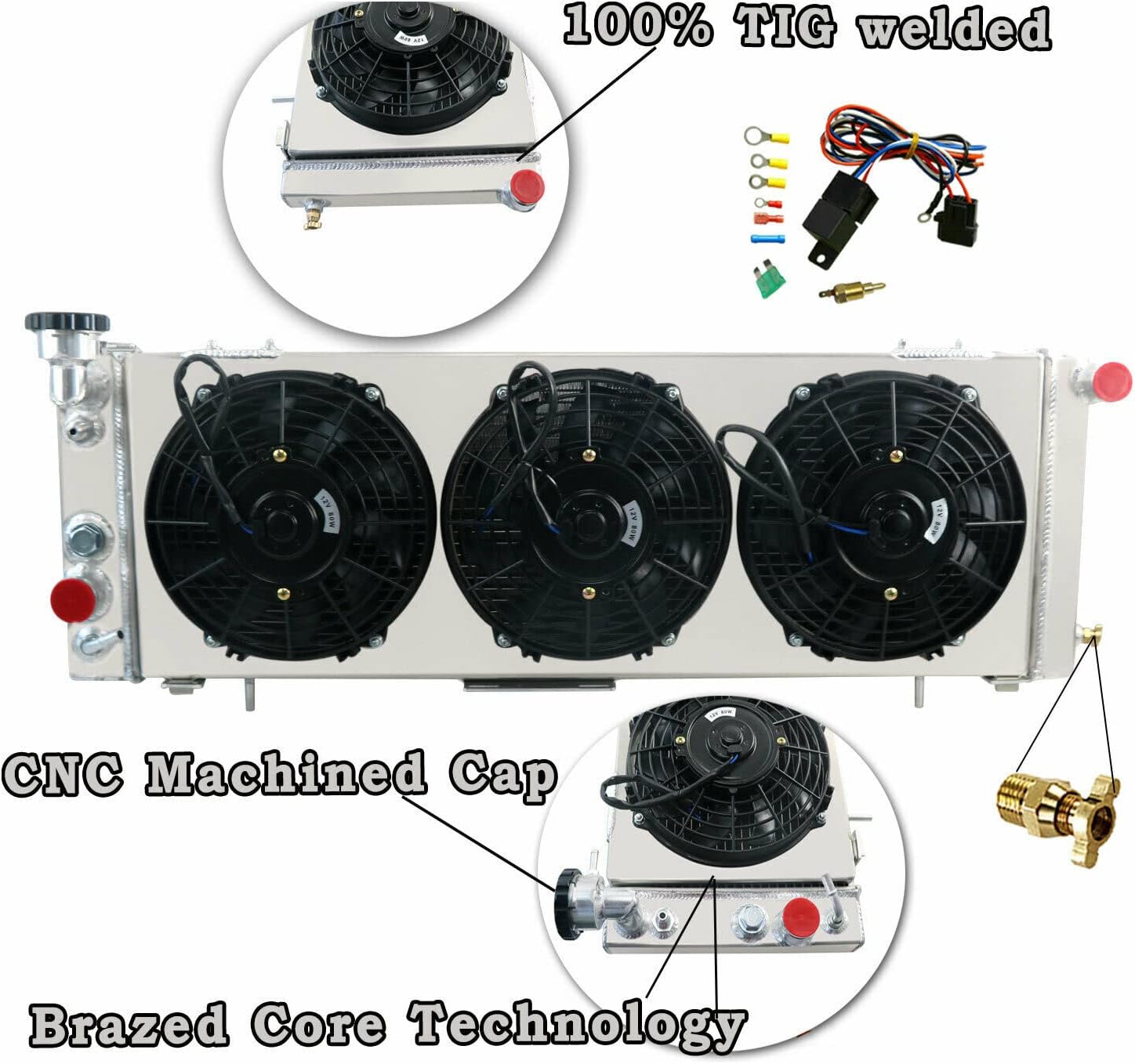 All Aluminum Radiator For Jeep Cherokee XJ Comanche 1991-01 4.0L Offroad 92 93 94 95 96 97 98 99 1 Row Core Shroud Fans Kit Radiators for Jeep Cherokee