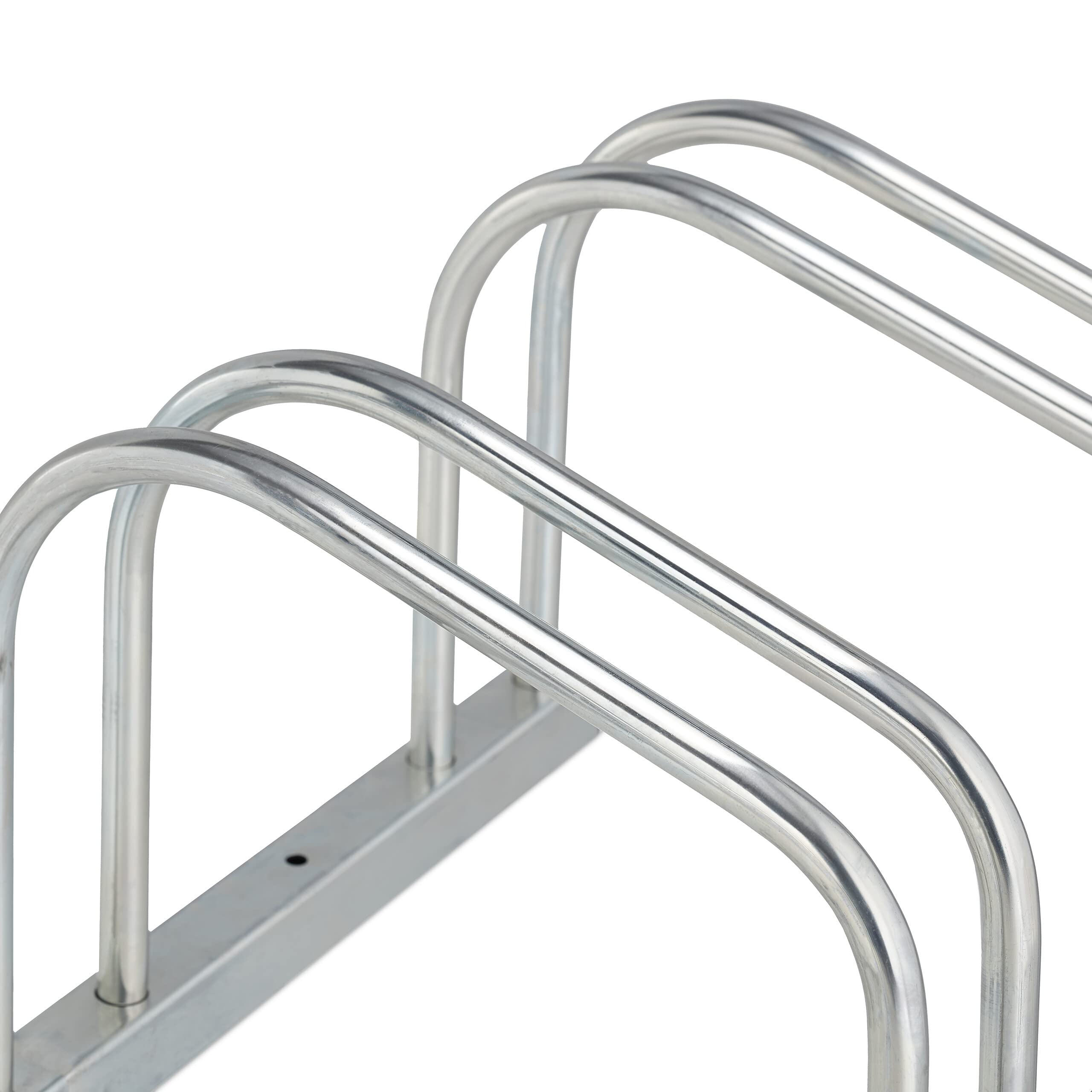 Relaxdays Portabici da Terra, Supporto per 6 Biciclette, E-Bike, Parcheggio Ruote Fino 50 mm, 26x168x33,5 cm, Argentato