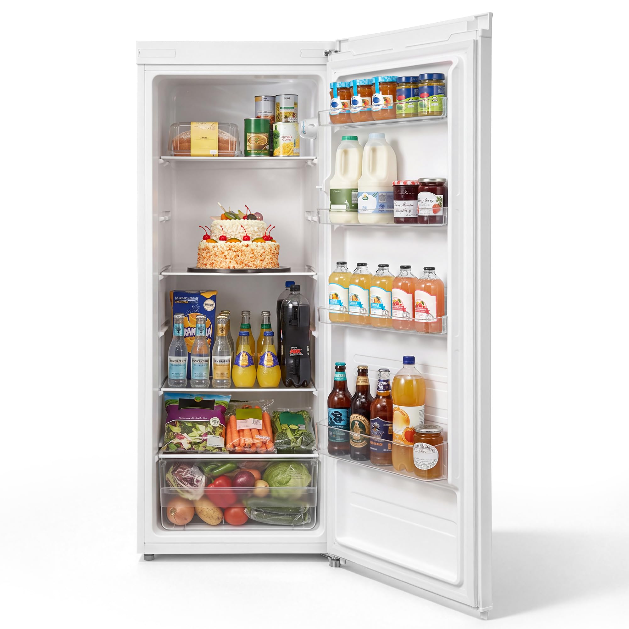 Comfee 230L kühlschrank ohne Gefrierfach,1–10°C einstellbar, 40 dB,142 cm H | 3 robuste Glasablagen,4 Türfächer und 1 Gemüseschublade,LED-Licht,wechselbarer Türanschlag,Mehrfach-Glasablagen,72 kWh/ Jahr