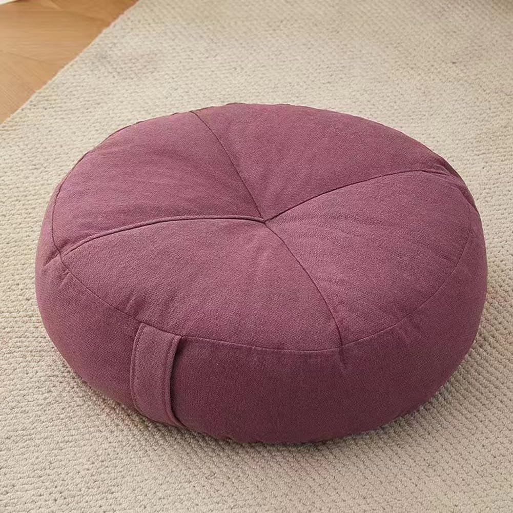 JNTFNE Extra Thick 15cm Booster Cushion - 100% Cotton Round/Square Seat Pad for Armchair Office Car Wheelchair & Elderly Post-Operative Comfort (Round Purple 50x50cm)
